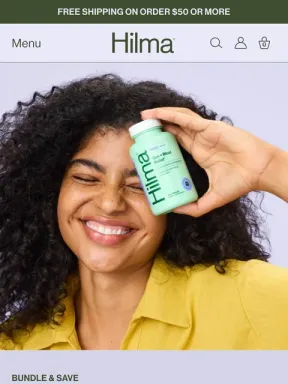 Hilma homepage on mobile